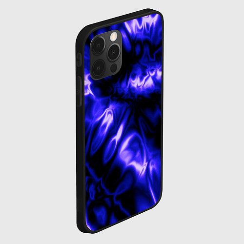 Чехол iPhone 12 Pro Max Абстракция чёрно-синий шёлк / 3D-Черный – фото 2