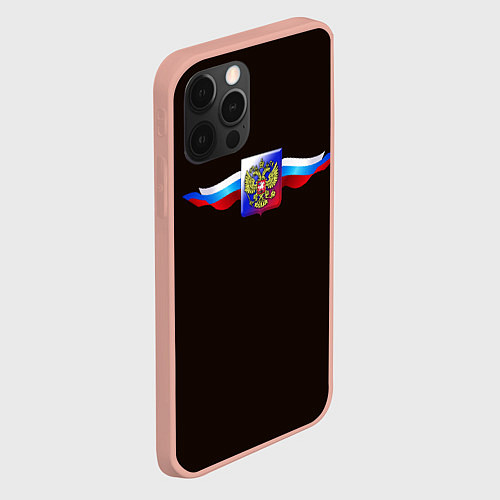 Чехол iPhone 12 Pro Max Герб России с ленточками / 3D-Светло-розовый – фото 2