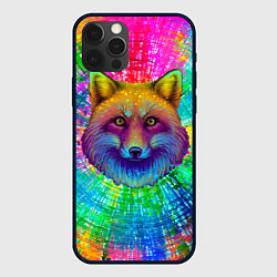 Чехол для iPhone 12 Pro Max Цветная лиса, цвет: 3D-черный