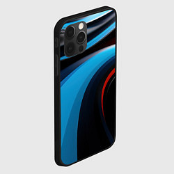 Чехол для iPhone 12 Pro Max Черные и синии волны спортивный стиль, цвет: 3D-черный — фото 2