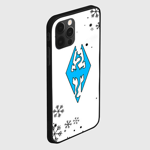 Чехол iPhone 12 Pro Max Skyrim logo winter / 3D-Черный – фото 2