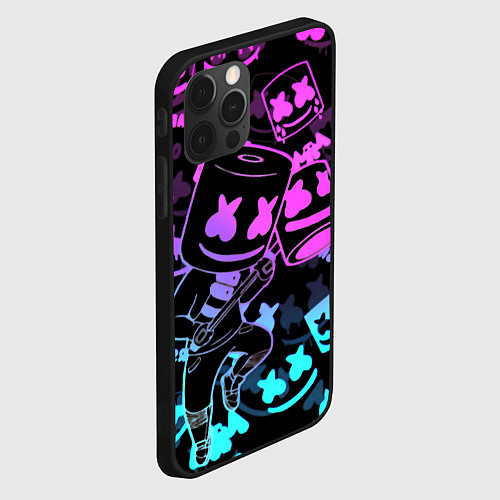 Чехол iPhone 12 Pro Max Marshmello neon pattern / 3D-Черный – фото 2