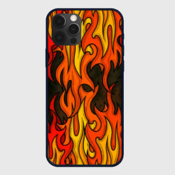 Чехол для iPhone 12 Pro Max Языки пламени арт, цвет: 3D-черный