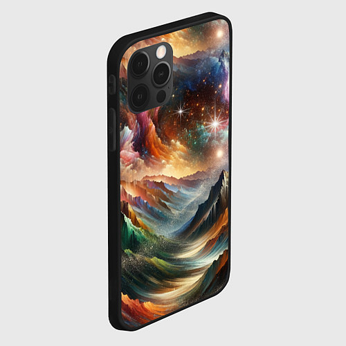 Чехол iPhone 12 Pro Max Горы и блеск / 3D-Черный – фото 2