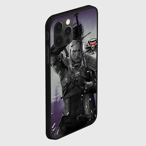 Чехол iPhone 12 Pro Max Ведьмак на охоте / 3D-Черный – фото 2
