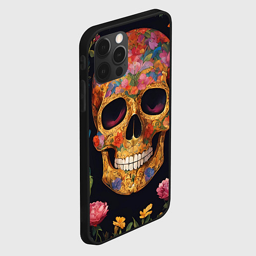 Чехол iPhone 12 Pro Max Bright colors and skull / 3D-Черный – фото 2