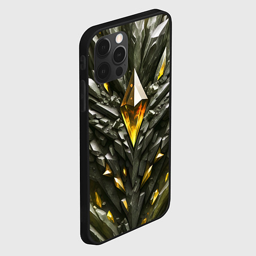 Чехол iPhone 12 Pro Max Камень и золотой кристалл / 3D-Черный – фото 2