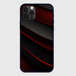 Чехол для iPhone 12 Pro Max Красная абстракция с черными линиями, цвет: 3D-черный