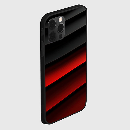 Чехол iPhone 12 Pro Max Черно-красный объемный градиент / 3D-Черный – фото 2