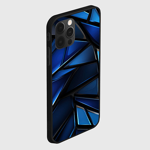Чехол iPhone 12 Pro Max Синие объемные геометрические объекты / 3D-Черный – фото 2