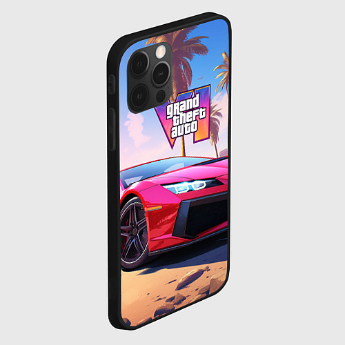 Чехол iPhone 12 Pro Max GTA 6 logo auto style / 3D-Черный – фото 2