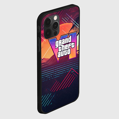 Чехол iPhone 12 Pro Max GTA 6 logo абстрактный фон / 3D-Черный – фото 2