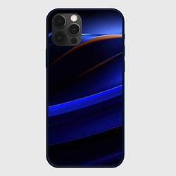 Чехол для iPhone 12 Pro Max Синее свечение на абстрактном фоне, цвет: 3D-черный