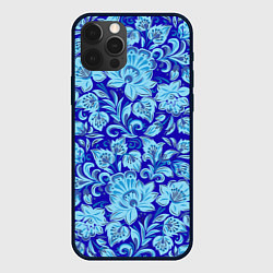 Чехол iPhone 12 Pro Max Узоры гжель на темно синем фоне
