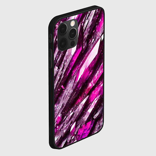 Чехол iPhone 12 Pro Max Розовые драгоценные кристаллы / 3D-Черный – фото 2