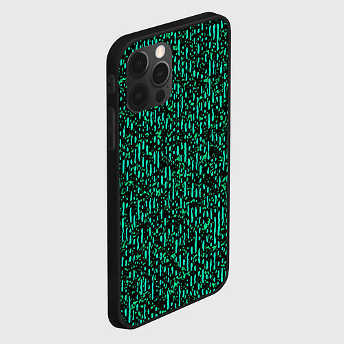 Чехол iPhone 12 Pro Max Абстрактный полосатый зелёный / 3D-Черный – фото 2