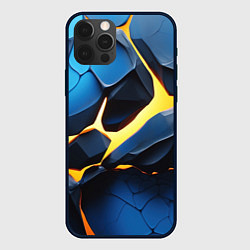 Чехол iPhone 12 Pro Max Желтая лава на синих плитах