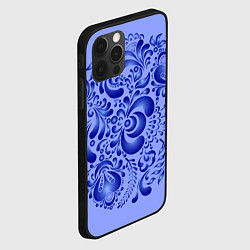 Чехол для iPhone 12 Pro Max Узоры гжель на сиреневом фоне, цвет: 3D-черный — фото 2