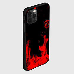 Чехол для iPhone 12 Pro Max Linkin Park красный огонь лого, цвет: 3D-черный — фото 2