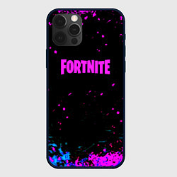 Чехол для iPhone 12 Pro Max Fortnite неоновые брызги красок, цвет: 3D-черный