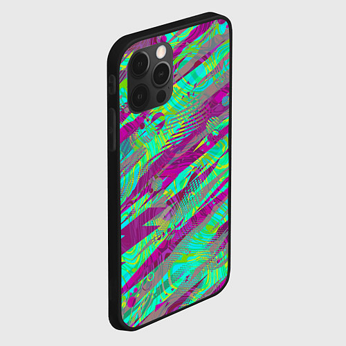 Чехол iPhone 12 Pro Max Разноцветные паттерны / 3D-Черный – фото 2
