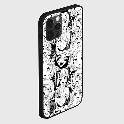 Чехол iPhone 12 Pro Max Ahegao узор / 3D-Черный – фото 2