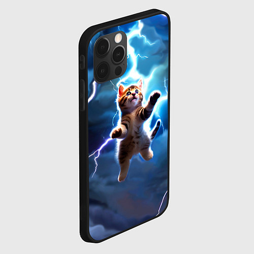Чехол iPhone 12 Pro Max Гром кот и молния / 3D-Черный – фото 2