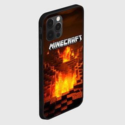 Чехол для iPhone 12 Pro Max Огненный minecraft логотип, цвет: 3D-черный — фото 2