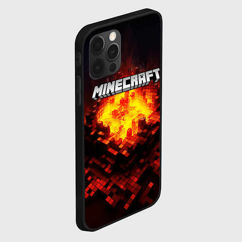 Чехол iPhone 12 Pro Max Minecraft огненные кубики / 3D-Черный – фото 2