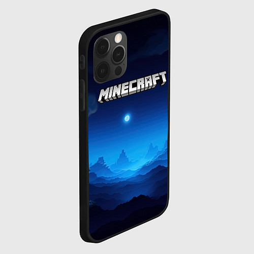 Чехол iPhone 12 Pro Max Minecraft logo night / 3D-Черный – фото 2