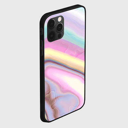 Чехол iPhone 12 Pro Max Розово-голубой мрамор / 3D-Черный – фото 2