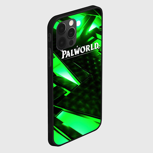 Чехол iPhone 12 Pro Max Palworld logo green neon / 3D-Черный – фото 2