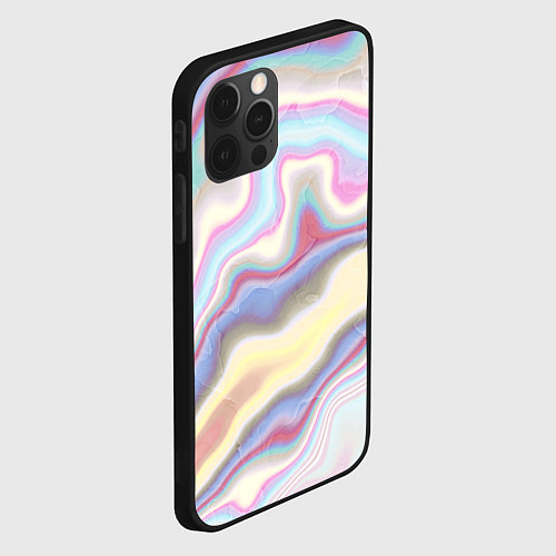 Чехол iPhone 12 Pro Max Мрамор узор разноцветный / 3D-Черный – фото 2