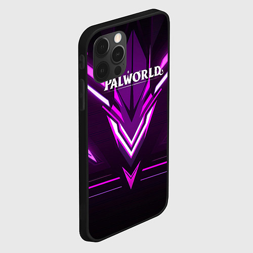 Чехол iPhone 12 Pro Max Palworld logo фиолетовая абстракция / 3D-Черный – фото 2