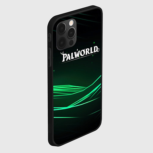 Чехол iPhone 12 Pro Max Palworld логотип черный зеленый фон / 3D-Черный – фото 2