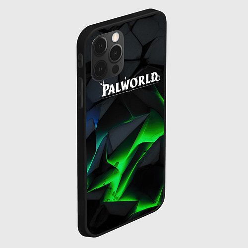 Чехол iPhone 12 Pro Max Palworld объемные зеленые камни / 3D-Черный – фото 2