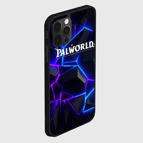 Чехол iPhone 12 Pro Max Palworld логотип на ярких неоновых плитах / 3D-Черный – фото 2