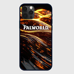 Чехол для iPhone 12 Pro Max Palworld логотип золотистый и черный фон, цвет: 3D-черный