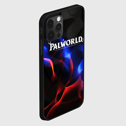 Чехол iPhone 12 Pro Max Palworld логотип на черном и фиолетовом абстракте / 3D-Черный – фото 2