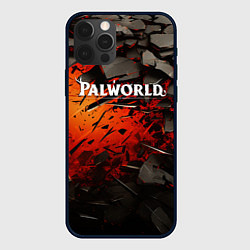 Чехол для iPhone 12 Pro Max Palworld логотип черные плиты в разломе, цвет: 3D-черный