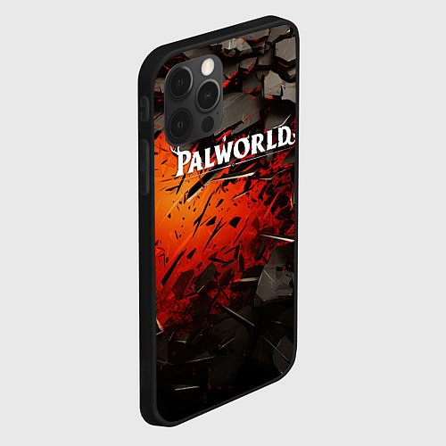 Чехол iPhone 12 Pro Max Palworld логотип черные плиты в разломе / 3D-Черный – фото 2