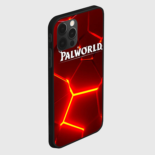 Чехол iPhone 12 Pro Max Palworld логотип разлом красных плит / 3D-Черный – фото 2