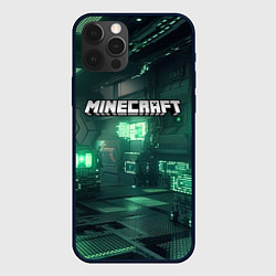 Чехол для iPhone 12 Pro Max Minecraft logo в стиле киберпанк, цвет: 3D-черный