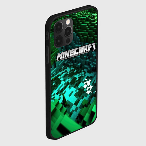 Чехол iPhone 12 Pro Max Minecraft logo в стиле киберпанк / 3D-Черный – фото 2