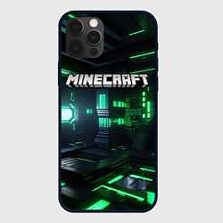 Чехол для iPhone 12 Pro Max Minecraft logo зеленый мир, цвет: 3D-черный