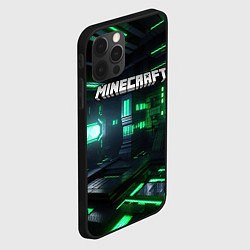 Чехол для iPhone 12 Pro Max Minecraft logo зеленый мир, цвет: 3D-черный — фото 2