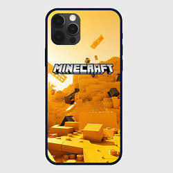 Чехол для iPhone 12 Pro Max Minecraft logo яркий желтый мир, цвет: 3D-черный