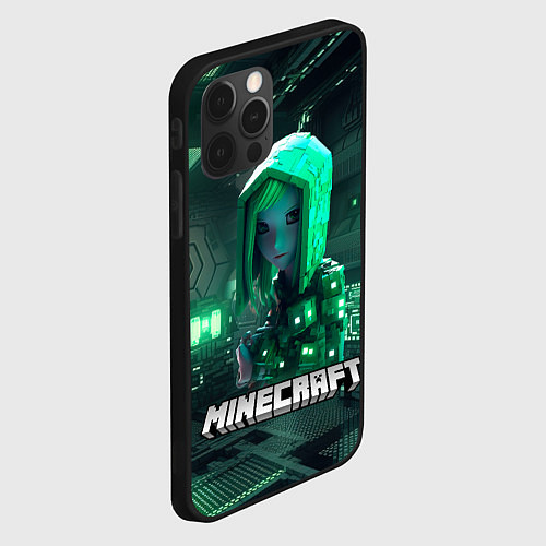 Чехол iPhone 12 Pro Max Minecraft девушка хакер / 3D-Черный – фото 2