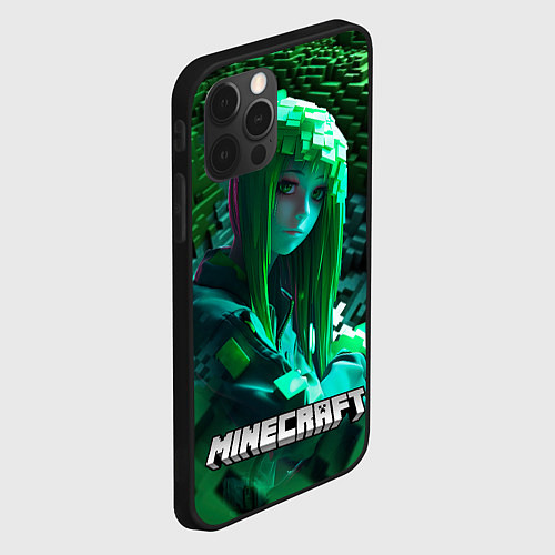 Чехол iPhone 12 Pro Max Minecraft девушка зеленый мир / 3D-Черный – фото 2