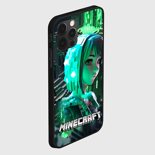 Чехол iPhone 12 Pro Max Minecraft персонаж на острове / 3D-Черный – фото 2